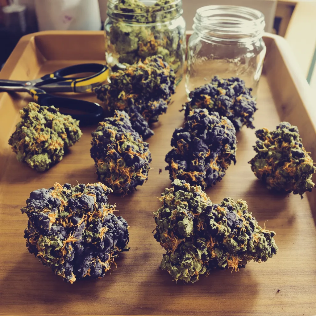 Rockbud 77% indica / 23% sativa — fleur avec trichomes visibles