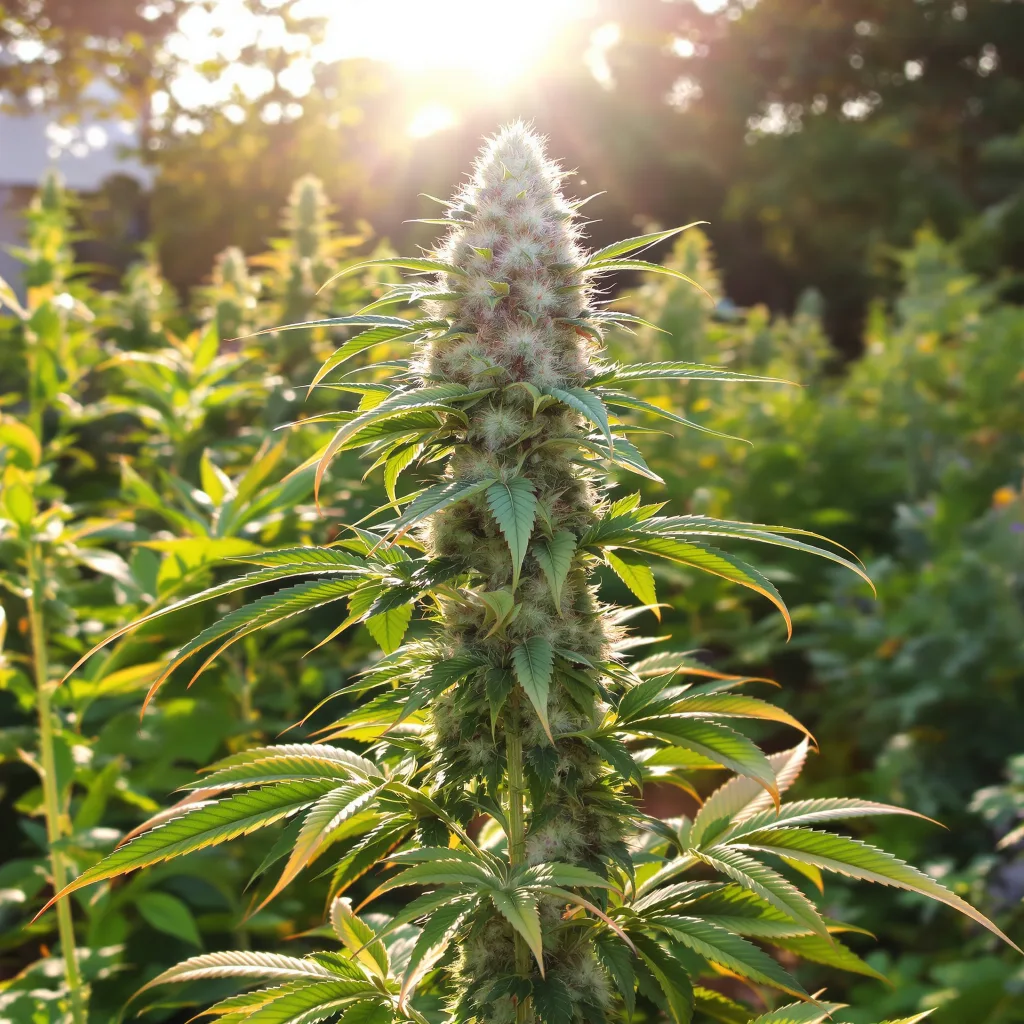 Rockstar 50% indica / 50% sativa — fleur avec trichomes visibles