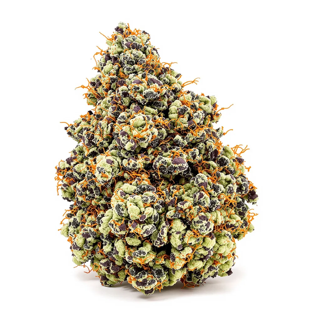 Rocky Mountain Blueberry 89% indica / 11% sativa — fleur avec trichomes visibles