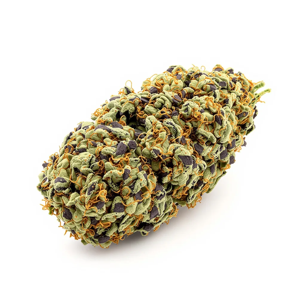 Royal Cheese 70% indica / 30% sativa — fleur avec trichomes visibles