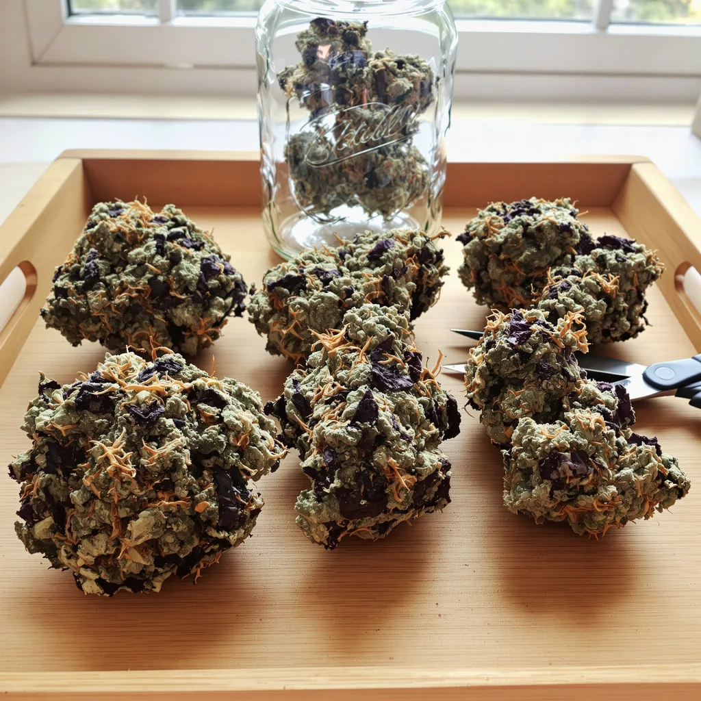 Royal Cheese 70% indica / 30% sativa — fleur avec trichomes visibles