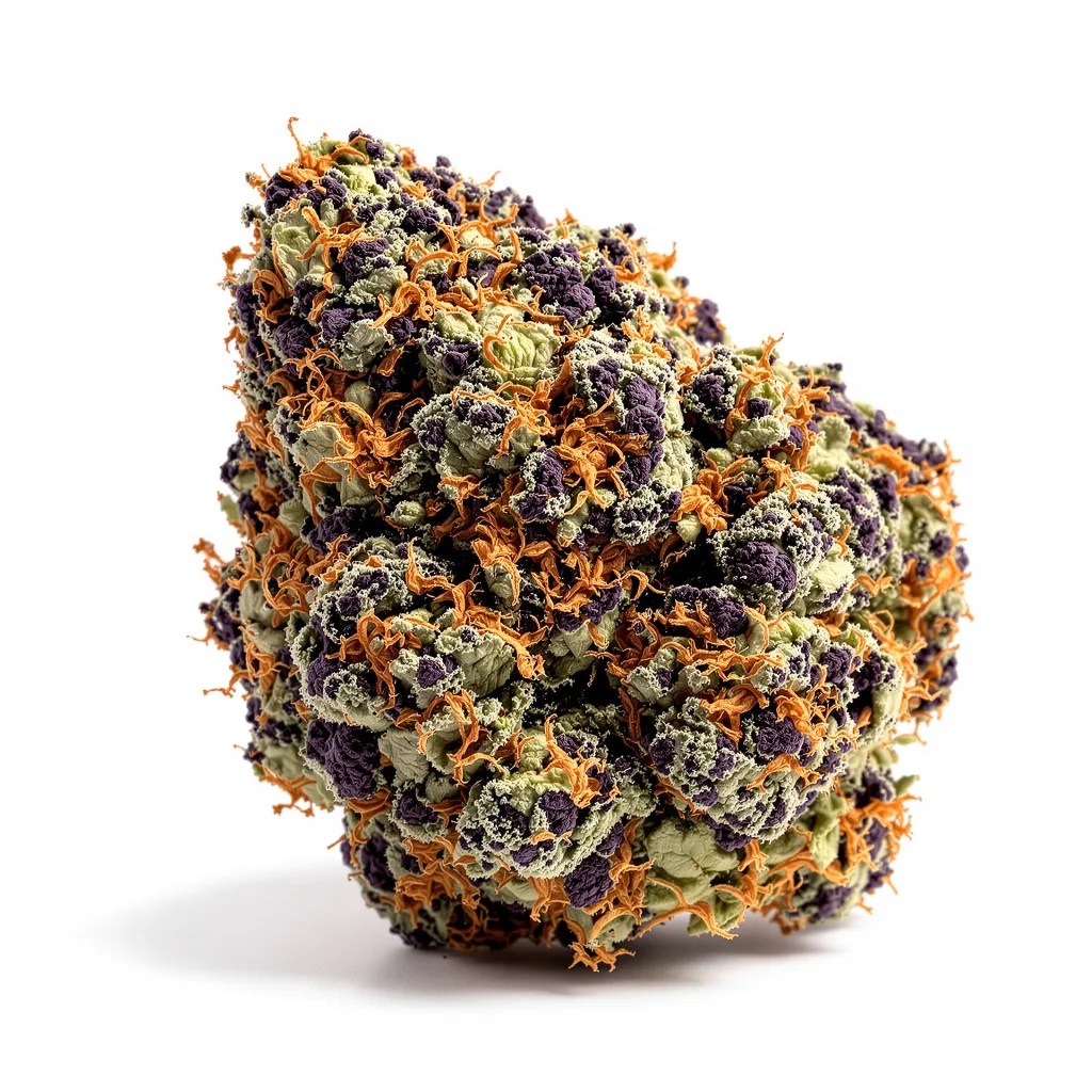 Royal Cheese 70% indica / 30% sativa — fleur avec trichomes visibles