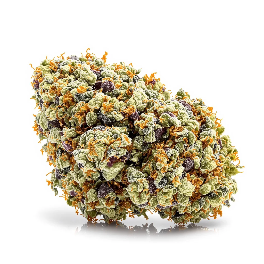 Royal Gorilla 51% indica / 49% sativa — fleur avec trichomes visibles