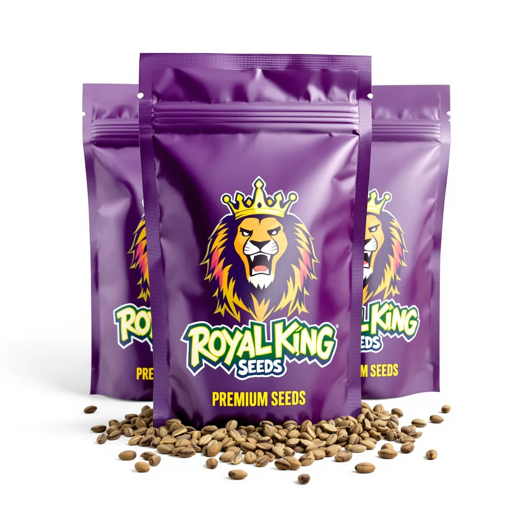 Royal Kush 70% indica / 20% sativa — fleur avec trichomes visibles