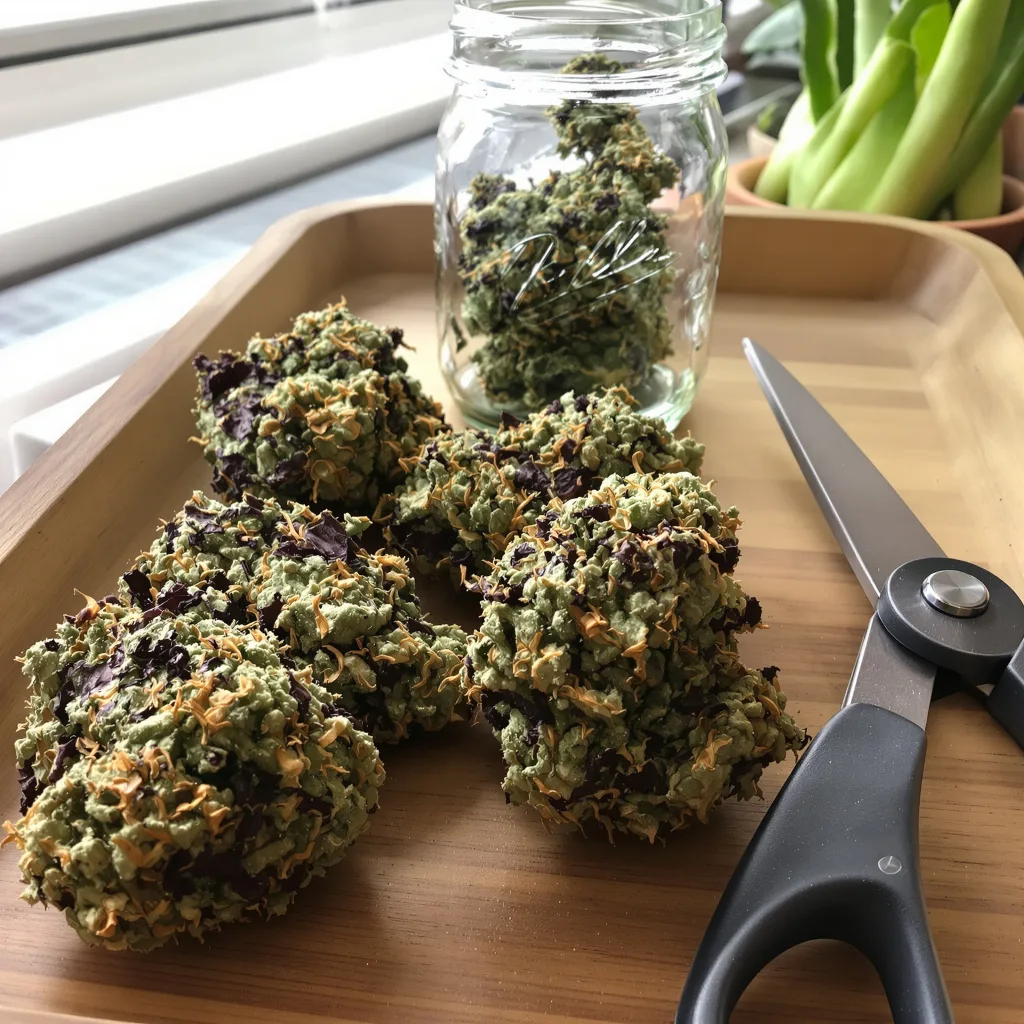 RS11 77% indica / 23% sativa — fleur avec trichomes visibles