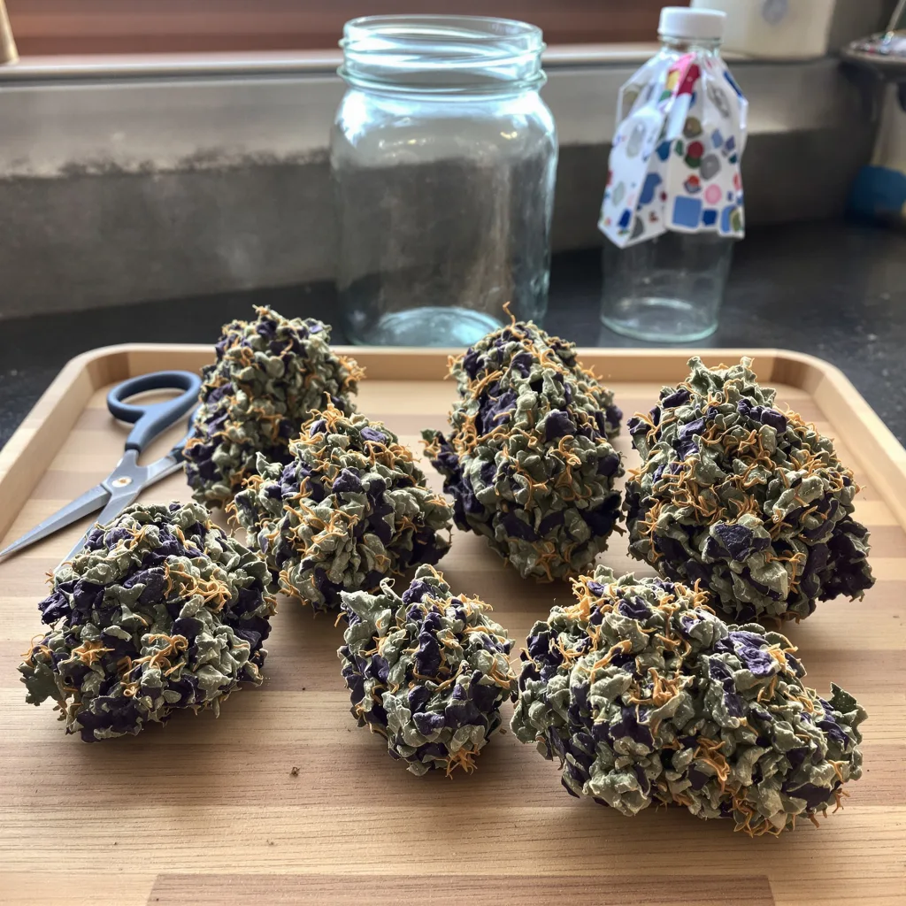 Runtz Muffin 71% indica / 29% sativa — fleur avec trichomes visibles