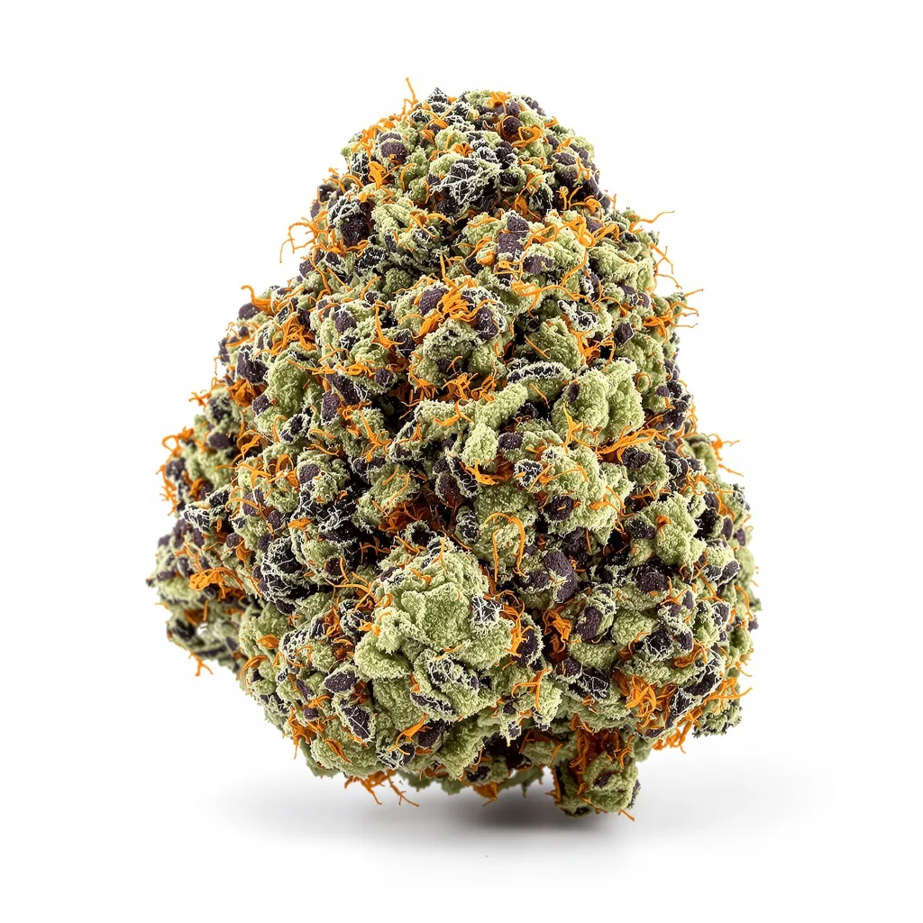 Runtz Muffin 71% indica / 29% sativa — fleur avec trichomes visibles