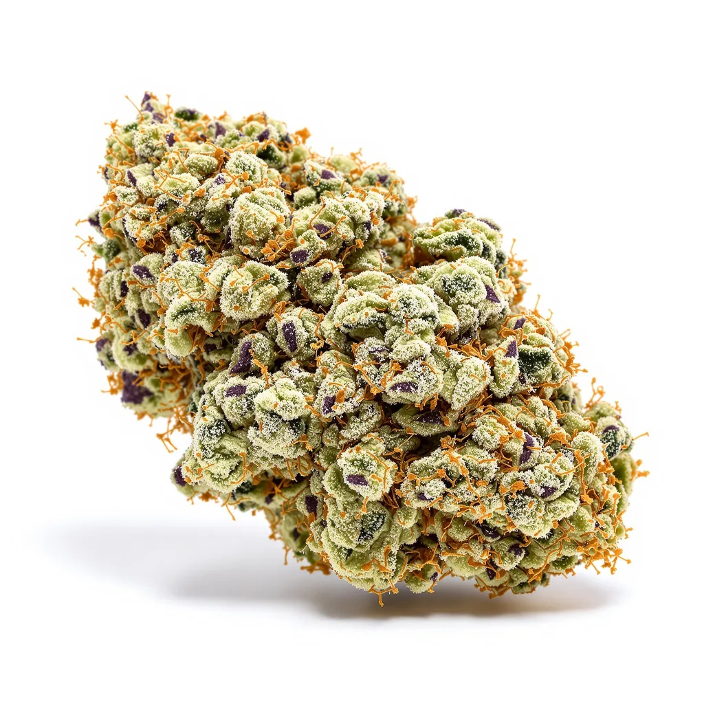 Sangria 63% indica / 37% sativa — fleur avec trichomes visibles