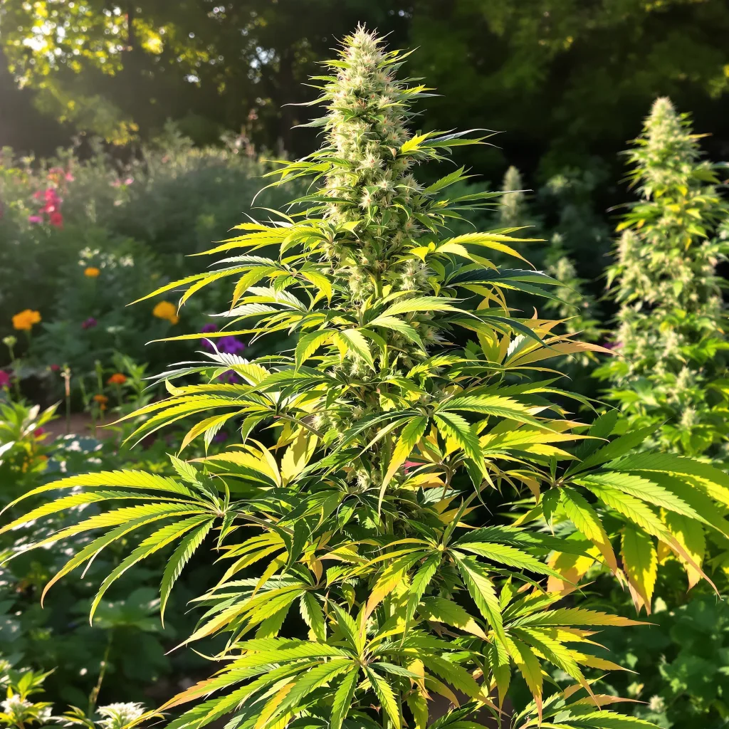 Seattle Blue 44% indica / 56% sativa — fleur avec trichomes visibles