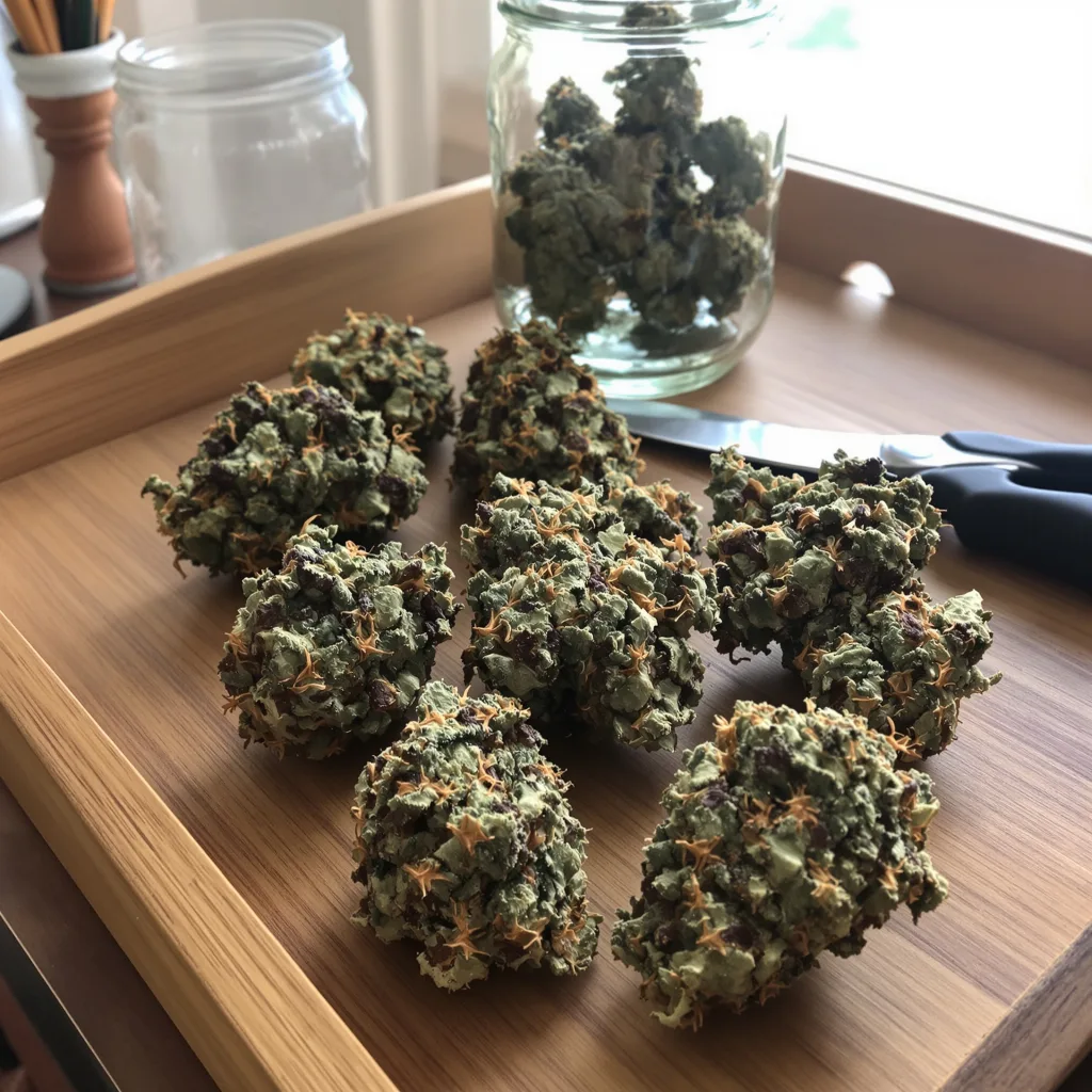 Sensi Skunk 74% indica / 26% sativa — fleur avec trichomes visibles