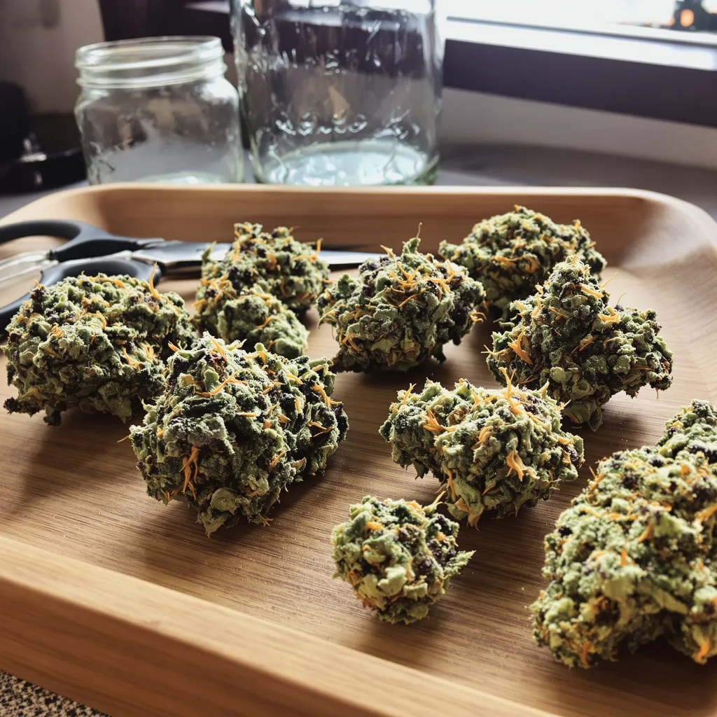 Shipwreck 40% indica / 60% sativa — fleur avec trichomes visibles
