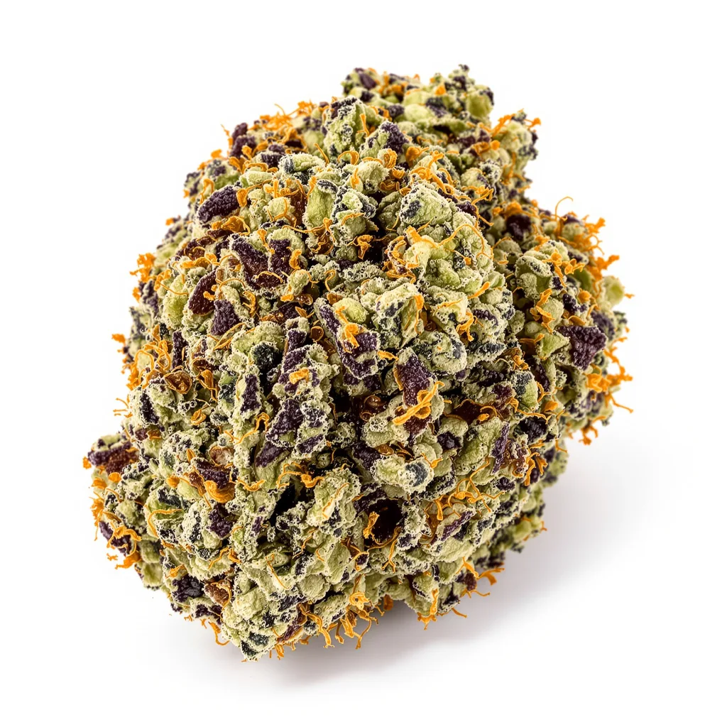 Shishkaberry 80% indica / 20% sativa — fleur avec trichomes visibles