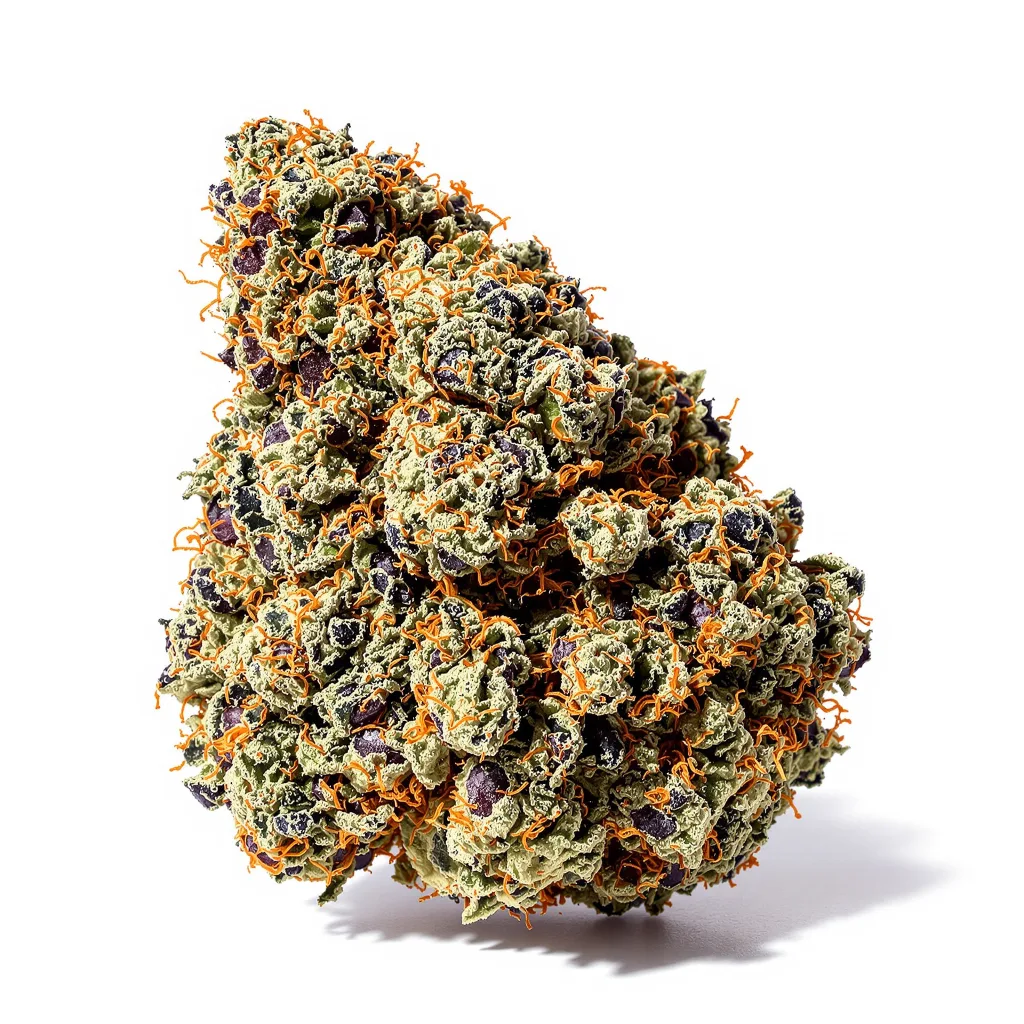Shoreline 81% indica / 19% sativa — fleur avec trichomes visibles