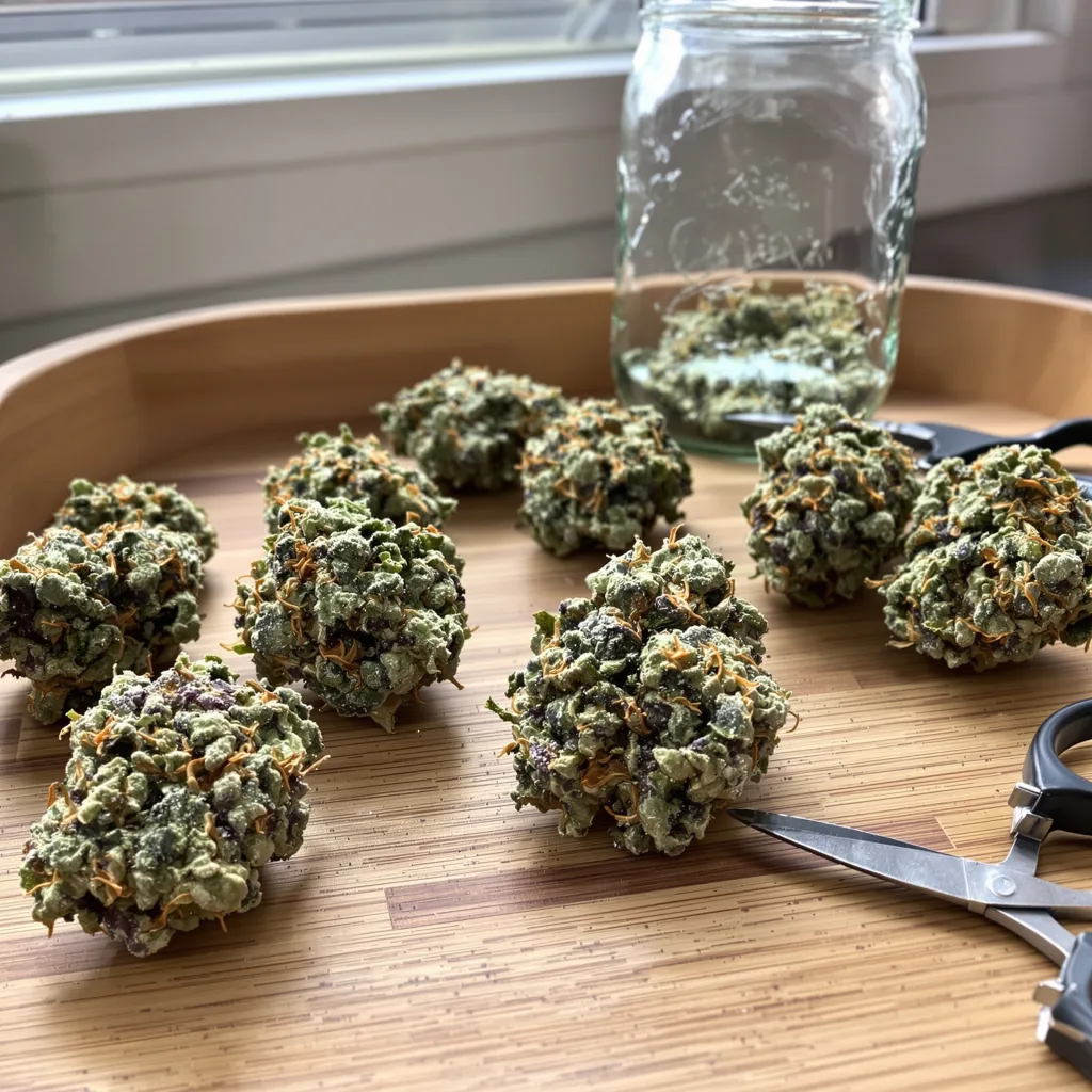 Silver Kush 25% indica / 65% sativa — fleur avec trichomes visibles