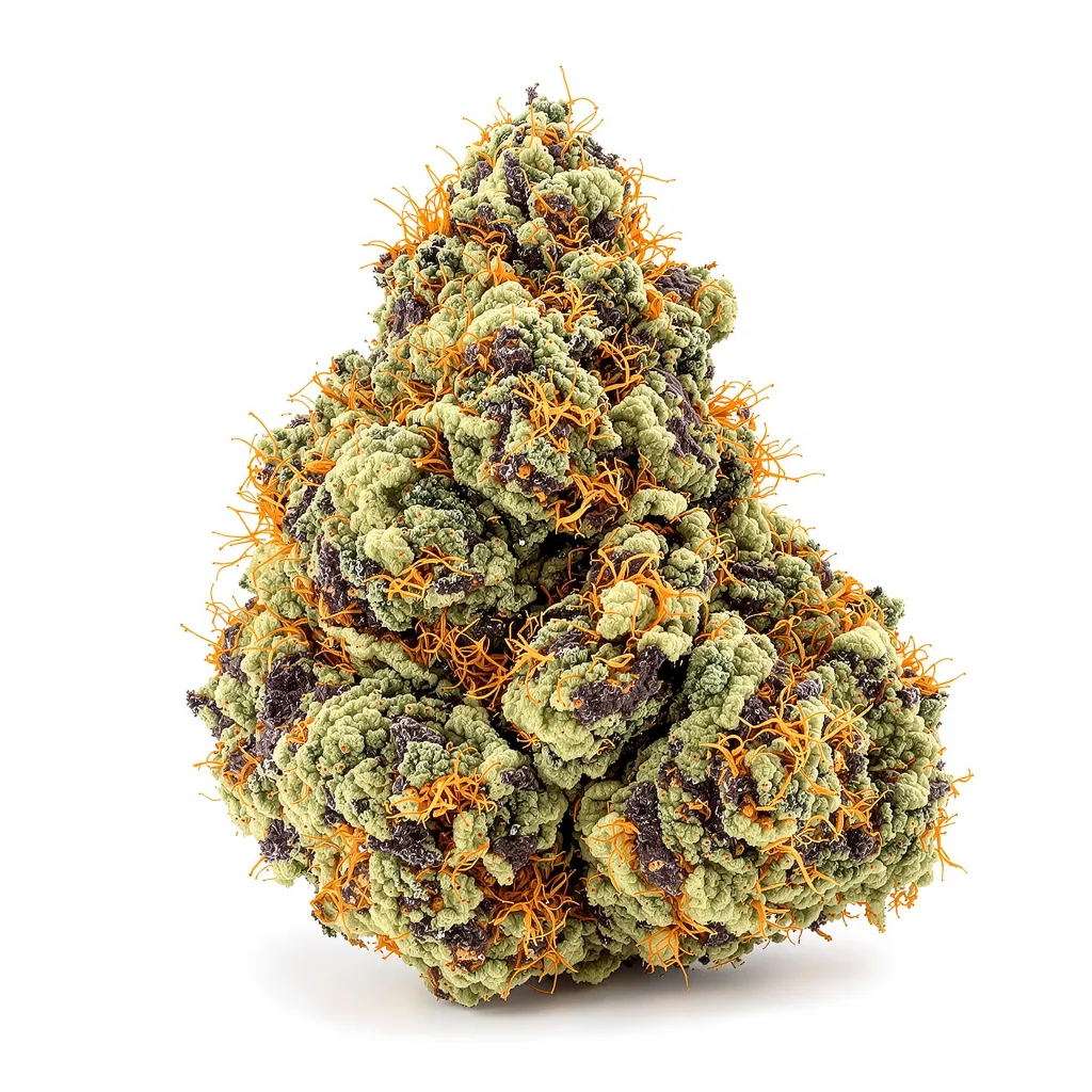 Silverback Gorilla 74% indica / 26% sativa — fleur avec trichomes visibles