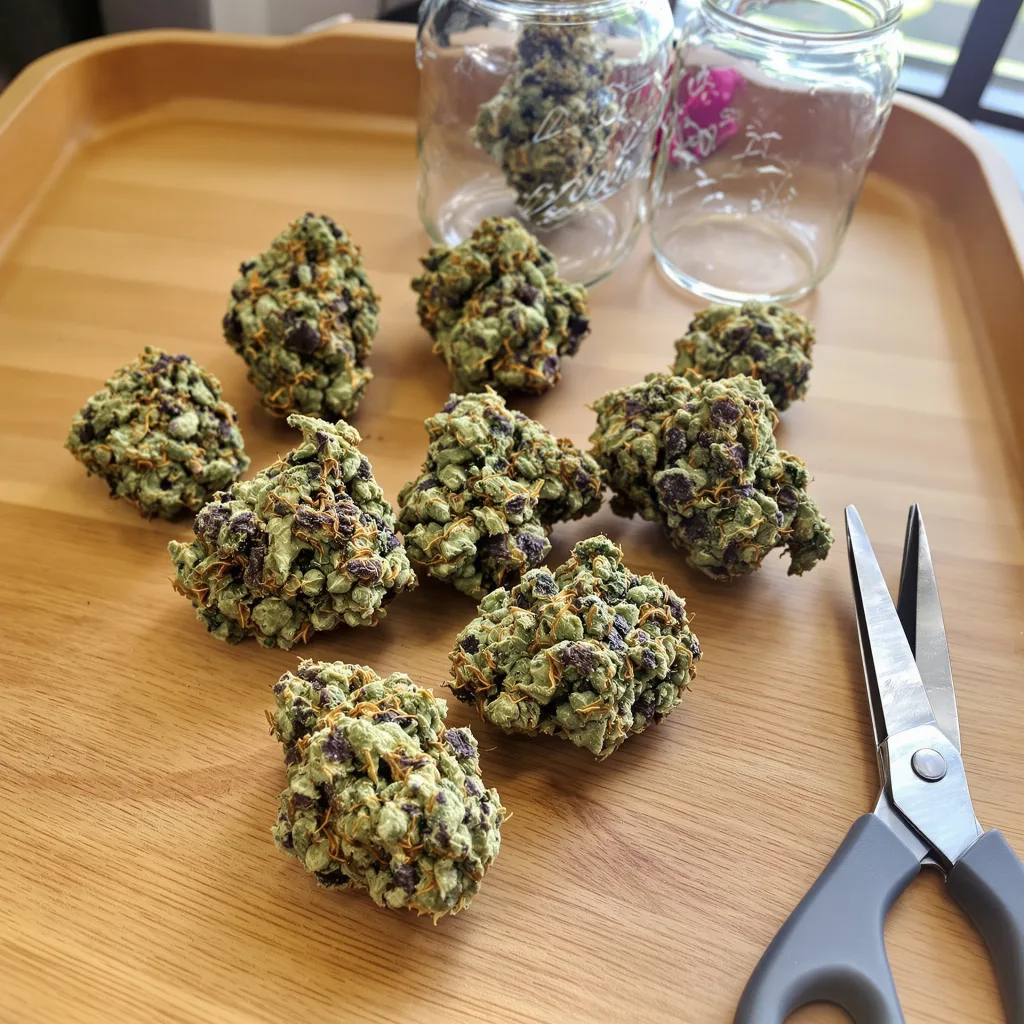 Silverback Gorilla 74% indica / 26% sativa — fleur avec trichomes visibles
