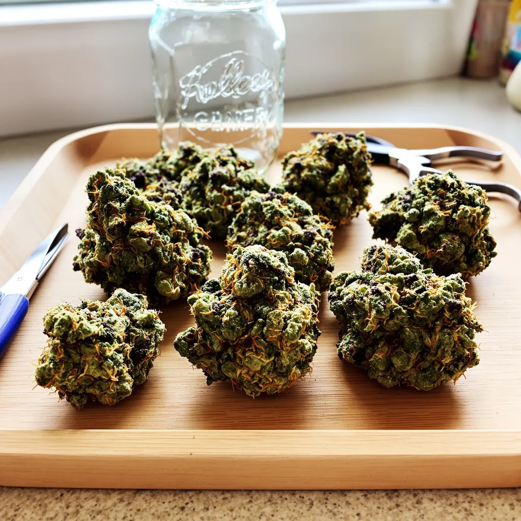 Sin City Kush 67% indica / 33% sativa — fleur avec trichomes visibles
