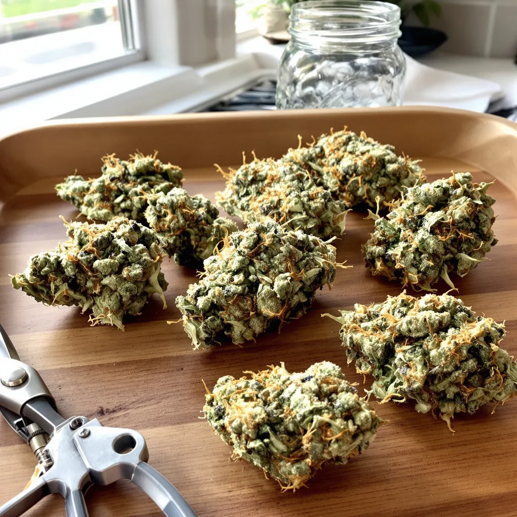 Sister Glue 47% indica / 53% sativa — fleur avec trichomes visibles