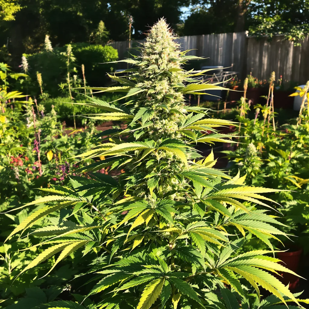 Six Shooter 44% indica / 56% sativa — fleur avec trichomes visibles