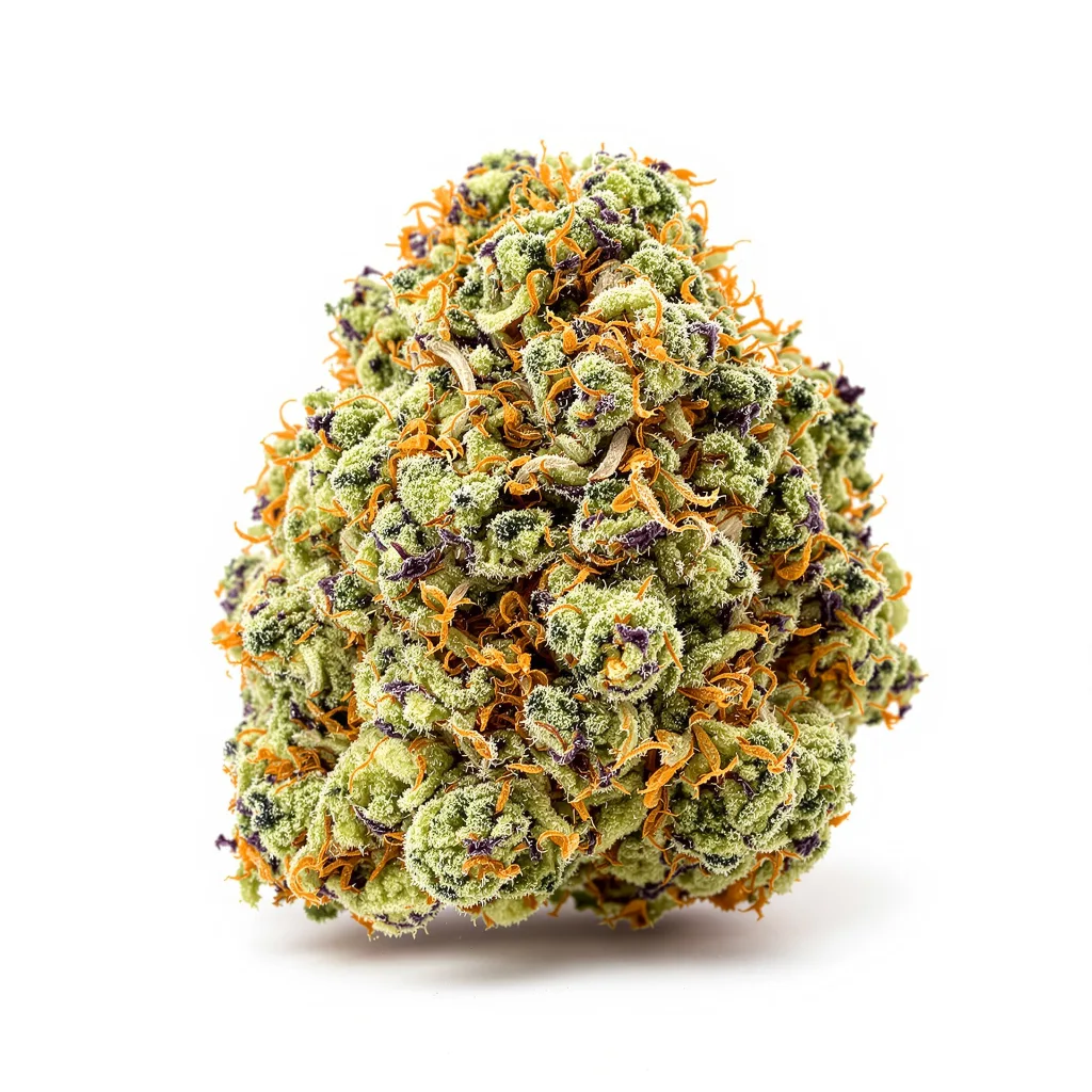 Six Shooter 44% indica / 56% sativa — fleur avec trichomes visibles