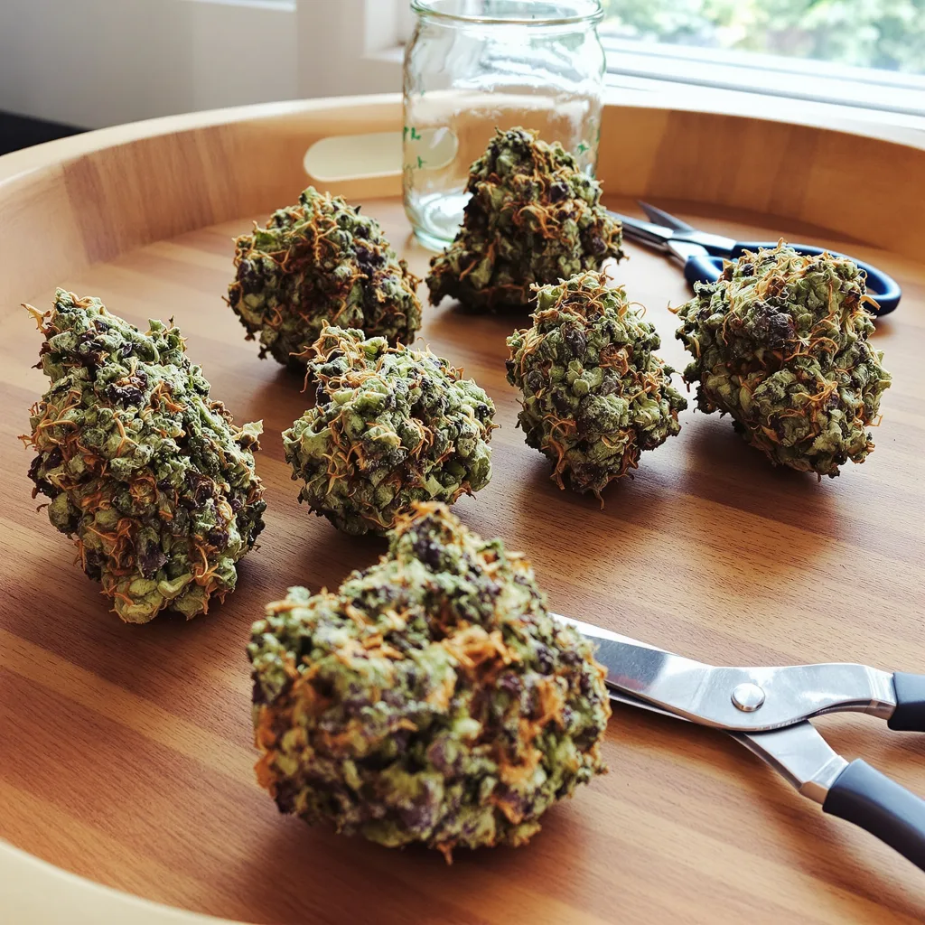Skunk 65% indica / 35% sativa — fleur avec trichomes visibles