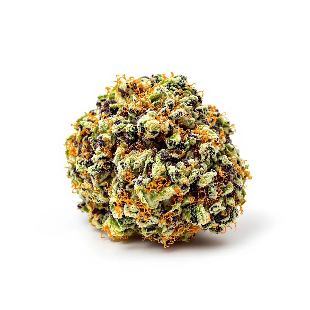 Skunk 65% indica / 35% sativa — fleur avec trichomes visibles