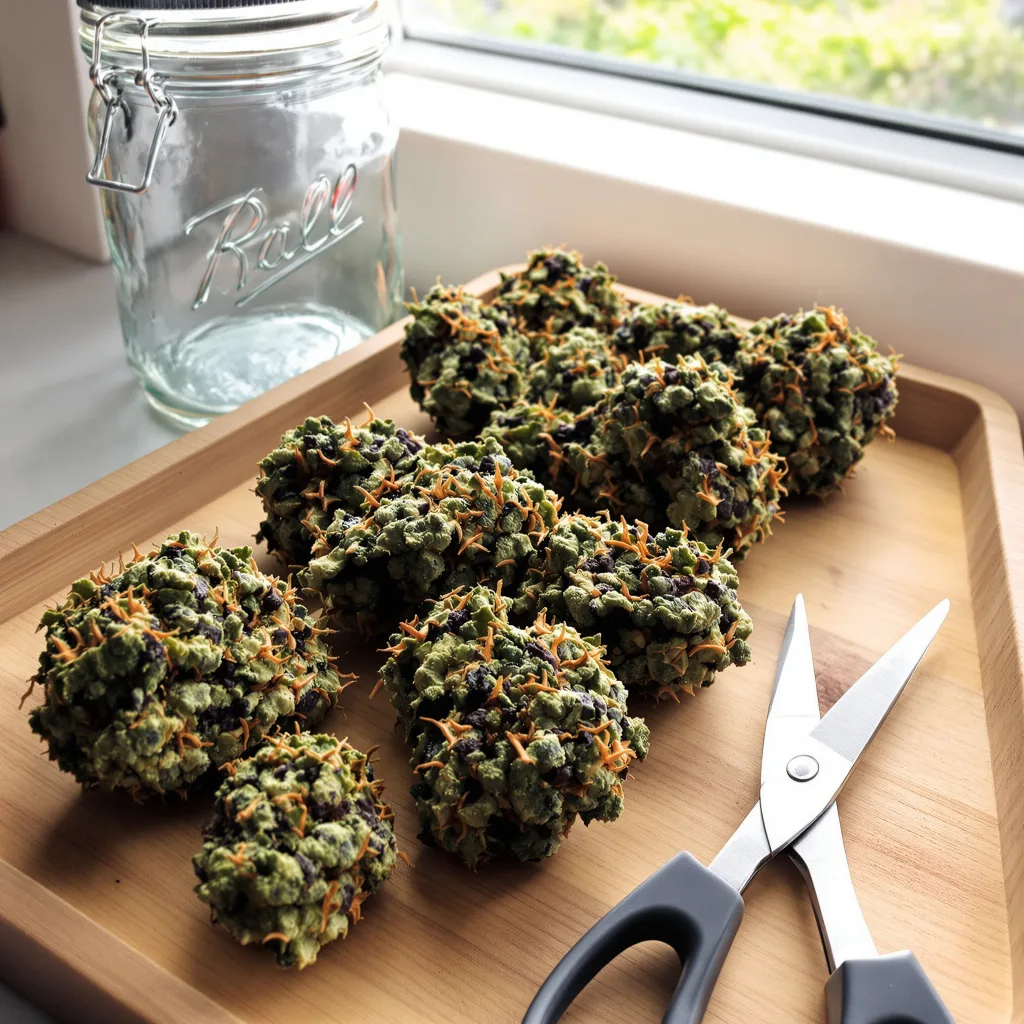 Skunk Diesel 82% indica / 18% sativa — fleur avec trichomes visibles
