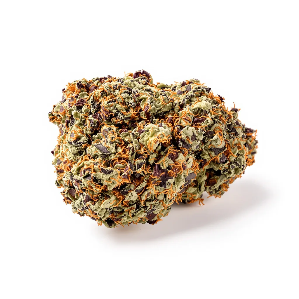 Skunk Diesel 82% indica / 18% sativa — fleur avec trichomes visibles