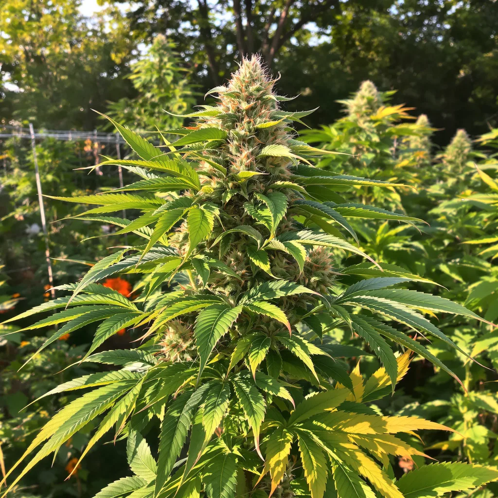 Skunk Kush 77% indica / 23% sativa — fleur avec trichomes visibles