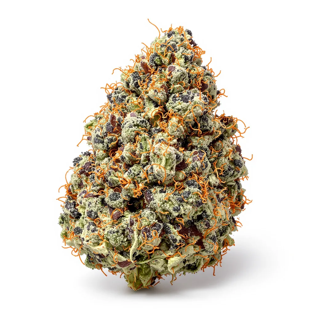 Skunk Kush 77% indica / 23% sativa — fleur avec trichomes visibles