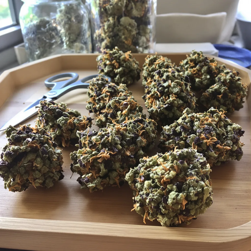 Skunky Afro 69% indica / 31% sativa — fleur avec trichomes visibles