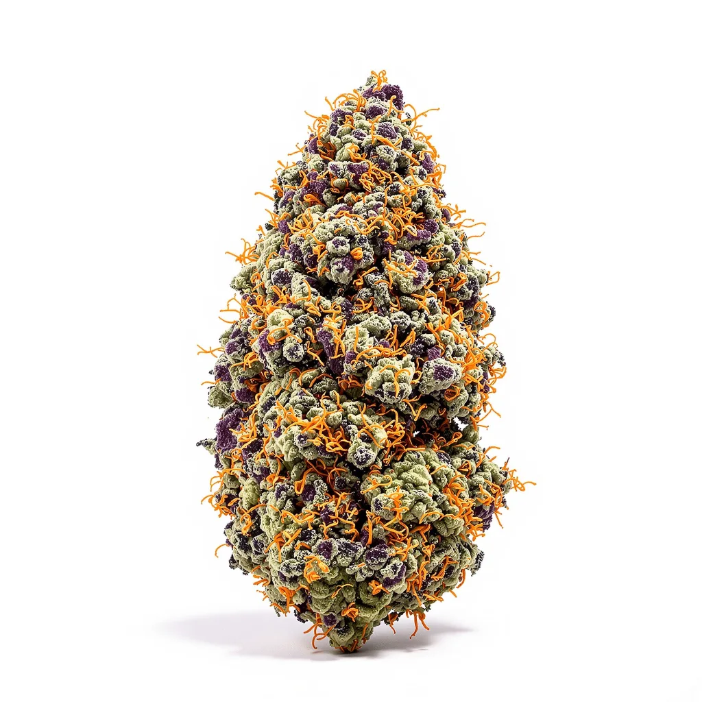 Skunky Afro 69% indica / 31% sativa — fleur avec trichomes visibles