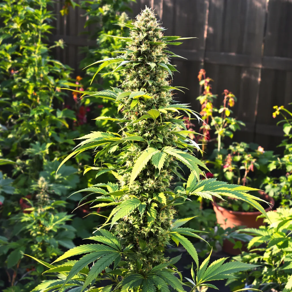 Skywalker OG 51% indica / 49% sativa — fleur avec trichomes visibles