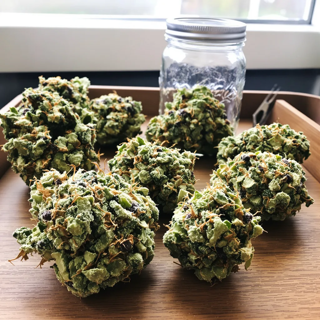 Smelliot 47% indica / 53% sativa — fleur avec trichomes visibles