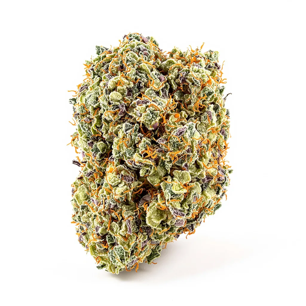 Smelliot 47% indica / 53% sativa — fleur avec trichomes visibles