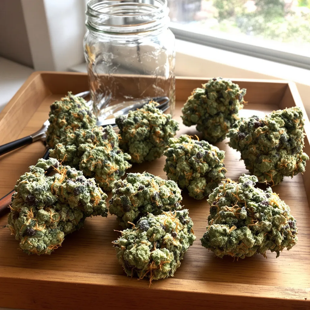 Snow Diesel 55% indica / 45% sativa — fleur avec trichomes visibles