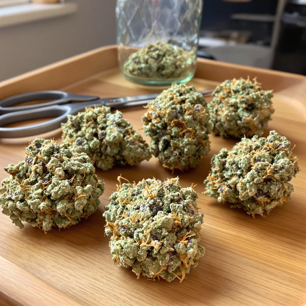 Snow Leopard 44% indica / 56% sativa — fleur avec trichomes visibles