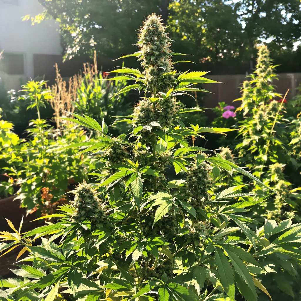 Snowcap 50% indica / 50% sativa — fleur avec trichomes visibles