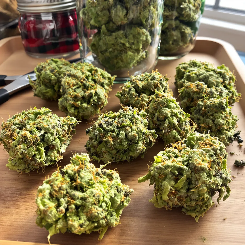 Sour Amnesia 20% indica / 80% sativa — fleur avec trichomes visibles