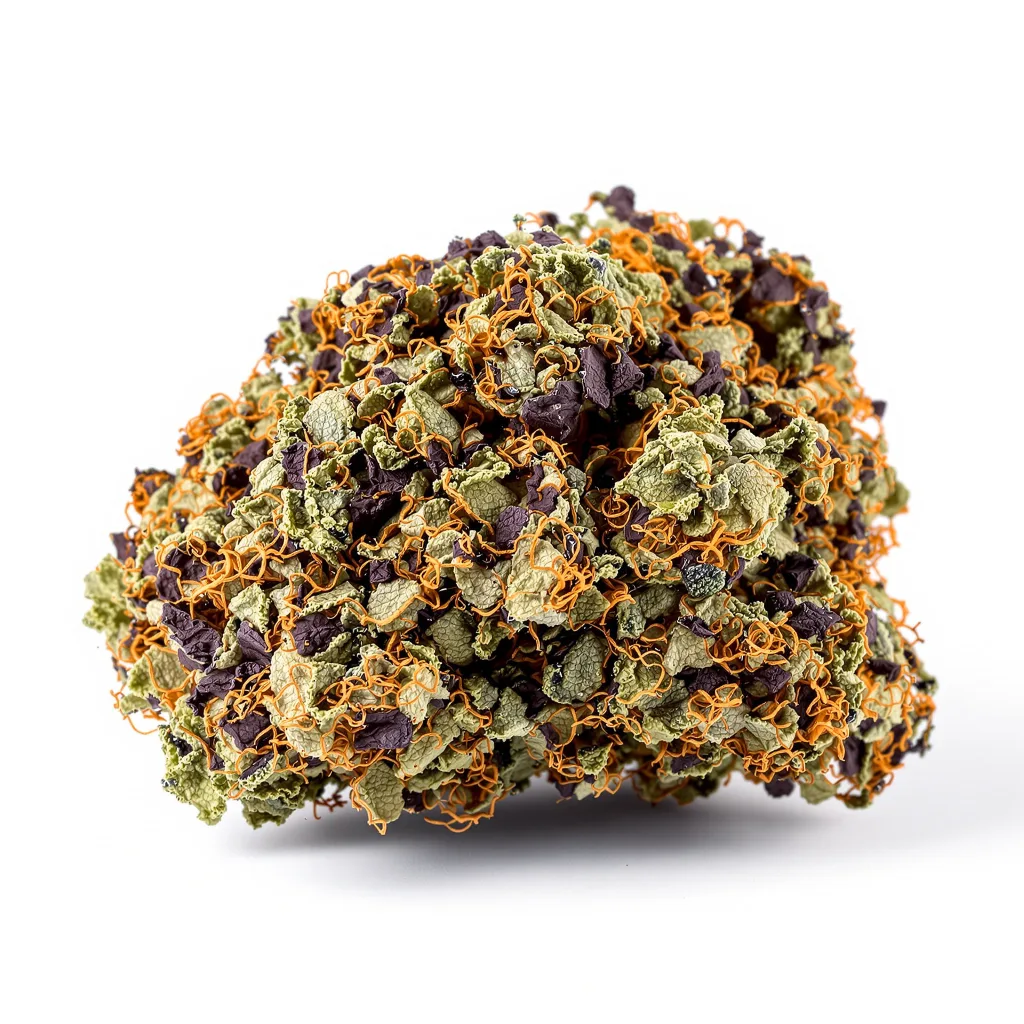 Sour Apple 81% indica / 19% sativa — fleur avec trichomes visibles