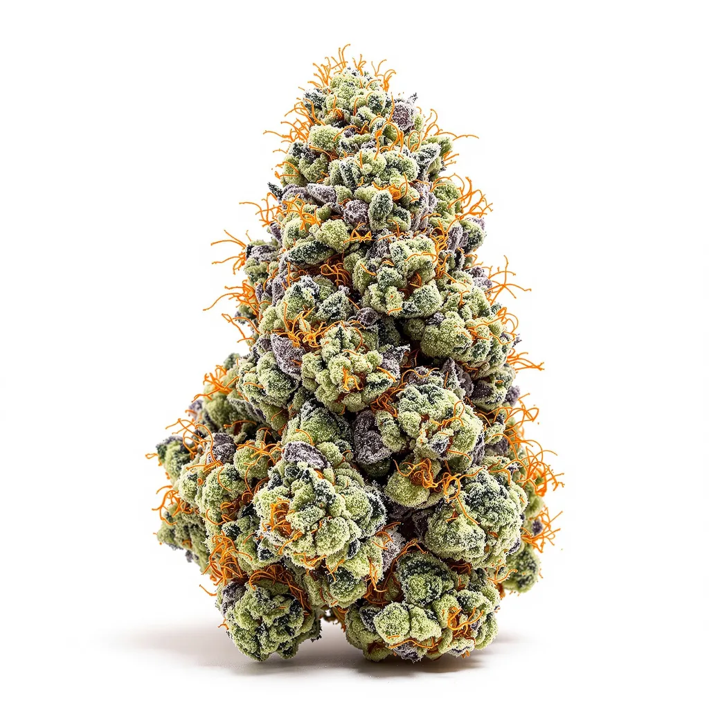 Sour Bubba 47% indica / 53% sativa — fleur avec trichomes visibles