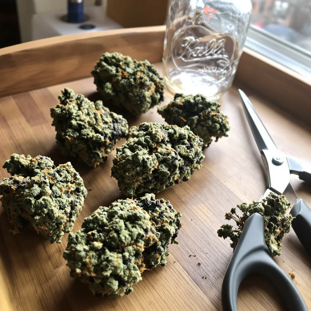 Sour Bubble 81% indica / 19% sativa — fleur avec trichomes visibles