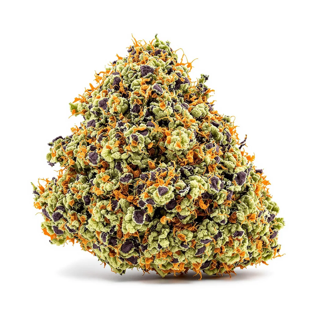 Sour Bubble 81% indica / 19% sativa — fleur avec trichomes visibles