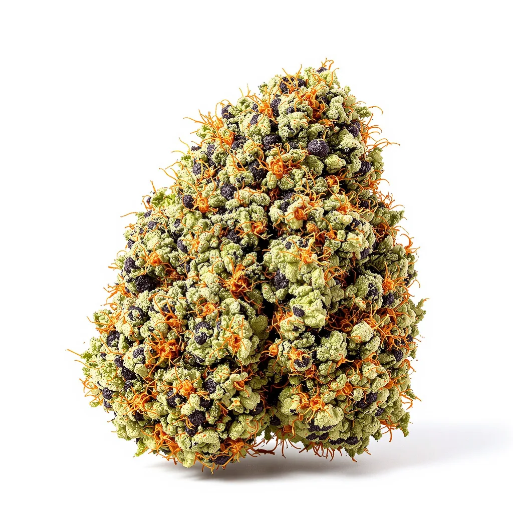 Sour Cheese 88% indica / 12% sativa — fleur avec trichomes visibles