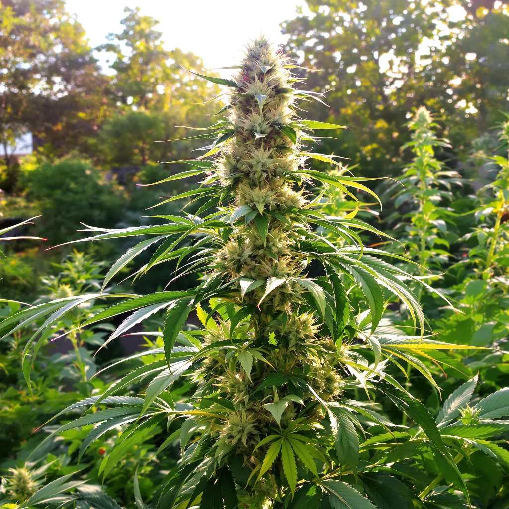 Sour Diesel 11% indica / 89% sativa — fleur avec trichomes visibles