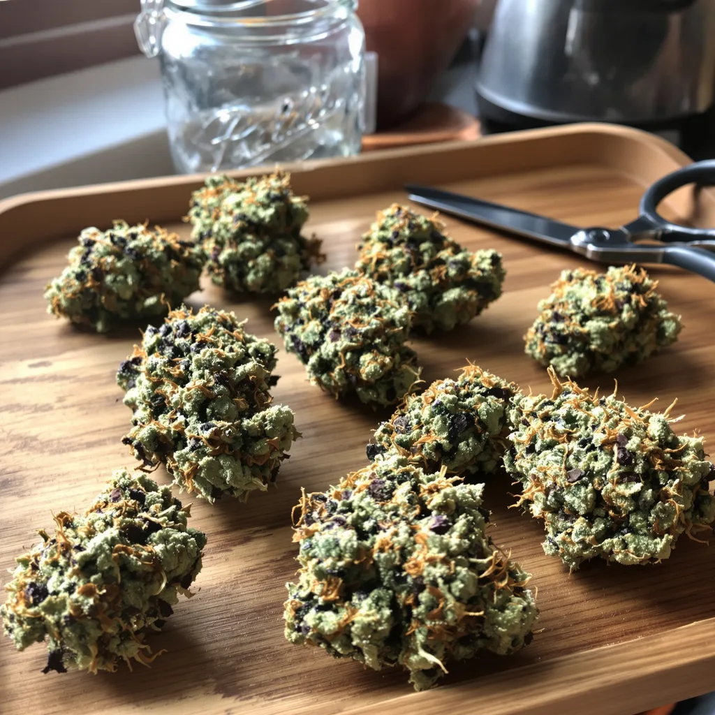 Sour Dubble 61% indica / 39% sativa — fleur avec trichomes visibles