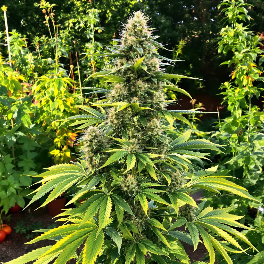 Sour Kush 50% indica / 50% sativa — fleur avec trichomes visibles