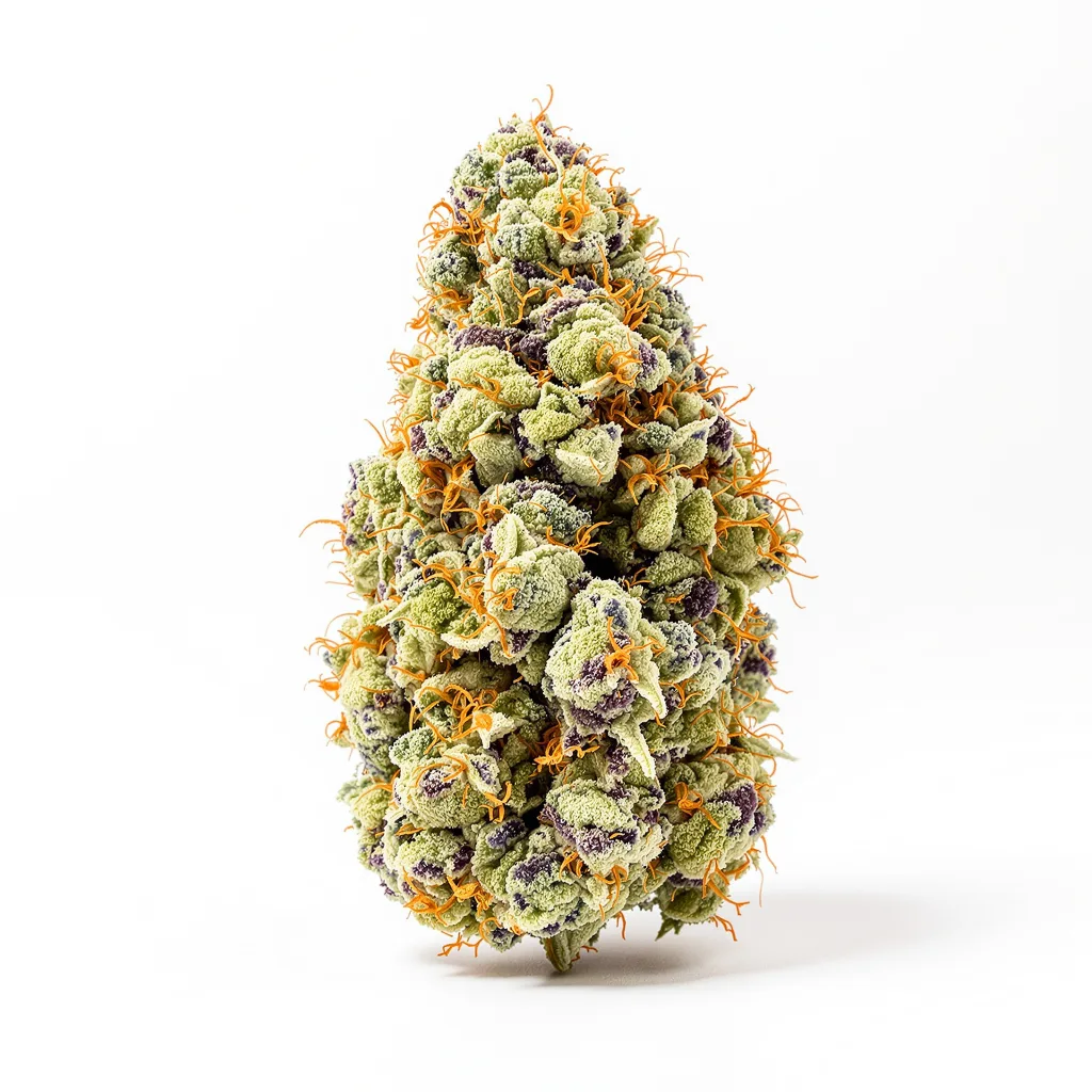 Sour Lemon OG 40% indica / 60% sativa — fleur avec trichomes visibles