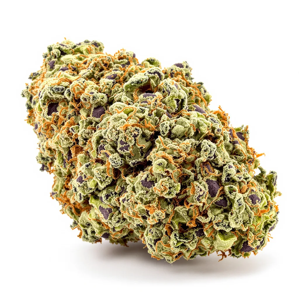 Sour OG 63% indica / 37% sativa — fleur avec trichomes visibles