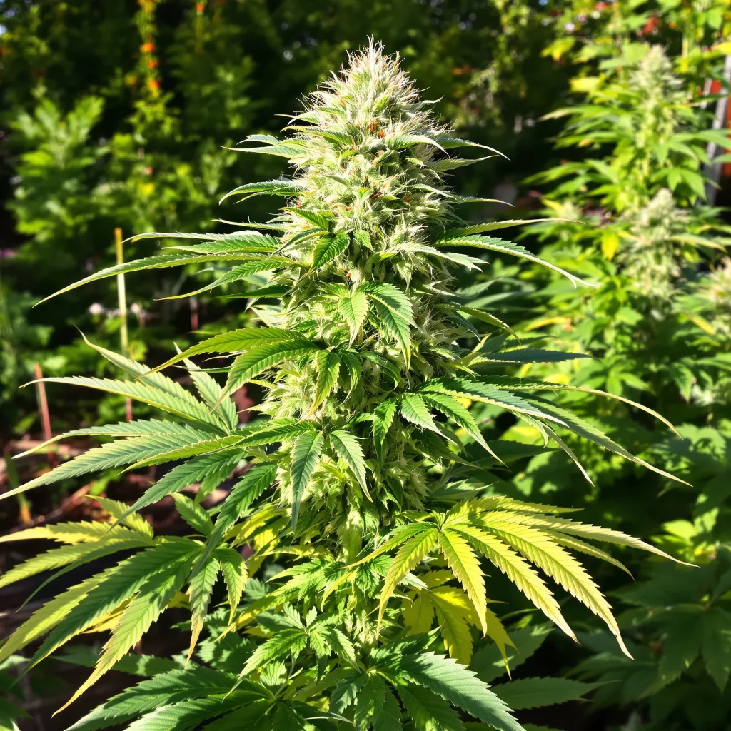 Sour Tsunami CBD 56% indica / 44% sativa — fleur avec trichomes visibles